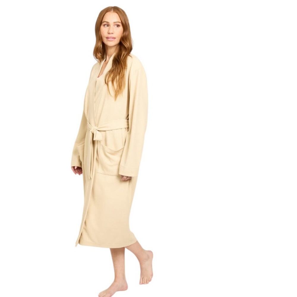 Line and Dot Waffle Knit Robe With Pockets and Self Tie Belt Size L/XL NEW - Picture 8 of 8